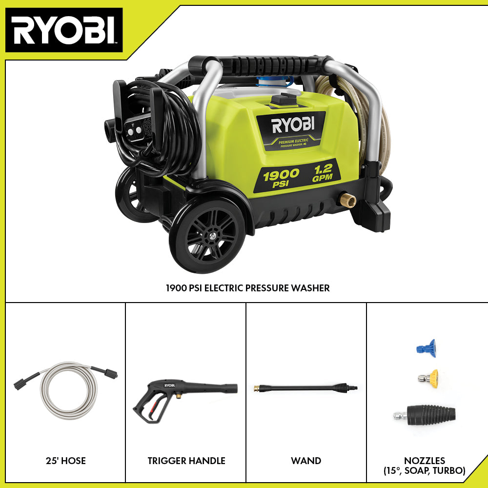 1900 PSI 1.2 GPM ELECTRIC PRESSURE WASHER | RYOBI