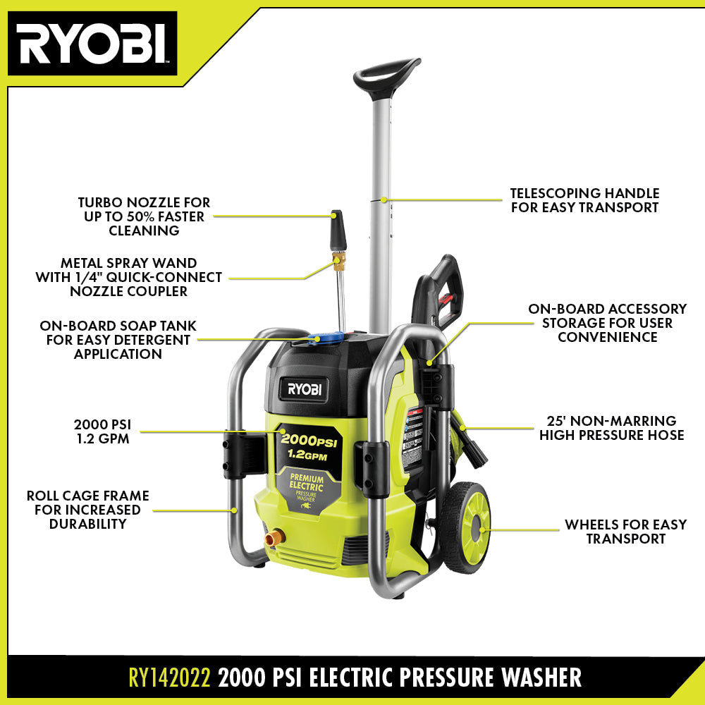 2000 PSI 1.2 GPM ELECTRIC PRESSURE WASHER | RYOBI