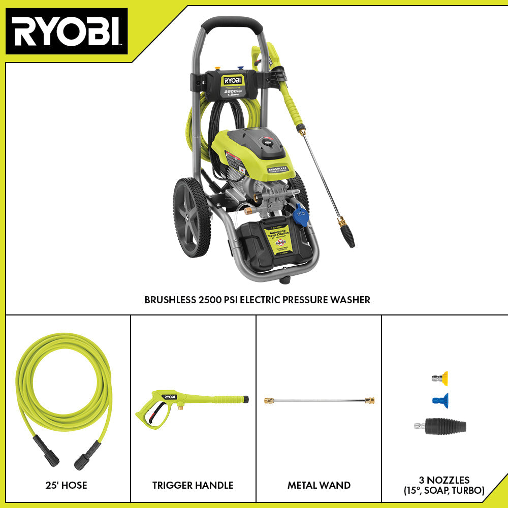 2500 PSI 1.2 GPM BRUSHLESS ELECTRIC PRESSURE WASHER | RYOBI