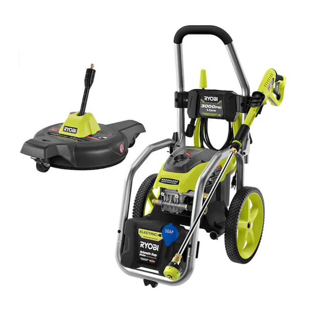 3000 PSI 1.1 GPM BRUSHLESS ELECTRIC PRESSURE WASHER WITH 12″ 2300 PSI SURFACE CLEANER | RYOBI