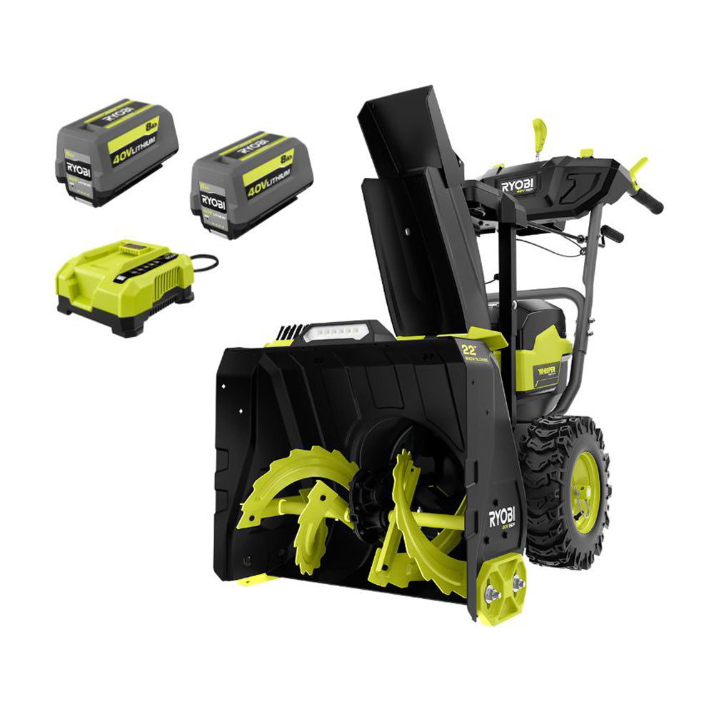 40V HP BRUSHLESS WHISPER SERIES 22″ TWO-STAGE SNOW BLOWER KIT | RYOBI