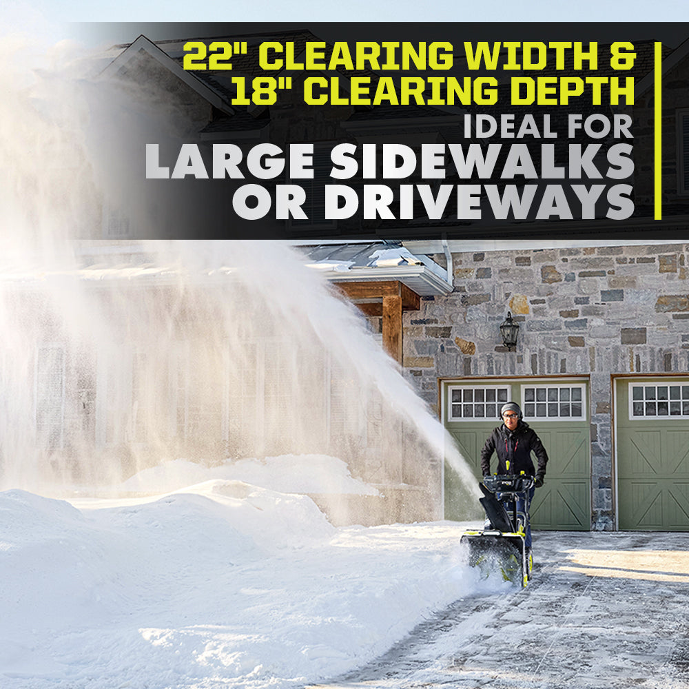 40V HP BRUSHLESS WHISPER SERIES 22″ TWO-STAGE SNOW BLOWER KIT | RYOBI