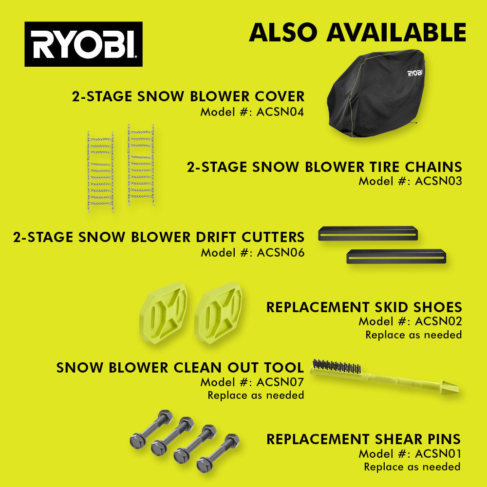40V HP BRUSHLESS WHISPER SERIES 22″ TWO-STAGE SNOW BLOWER KIT | RYOBI