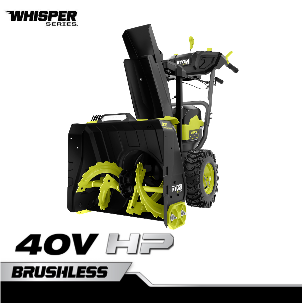 40V HP BRUSHLESS WHISPER SERIES 22″ TWO-STAGE SNOW BLOWER KIT | RYOBI