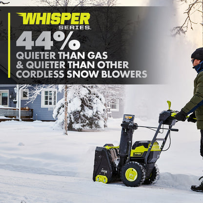 40V HP BRUSHLESS WHISPER SERIES 22″ TWO-STAGE SNOW BLOWER KIT | RYOBI