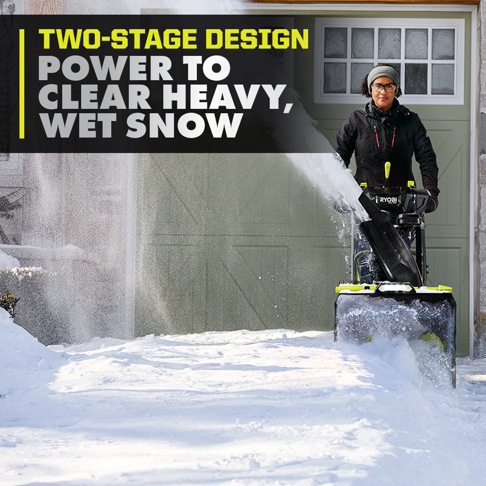 40V HP BRUSHLESS WHISPER SERIES 22″ TWO-STAGE SNOW BLOWER KIT | RYOBI