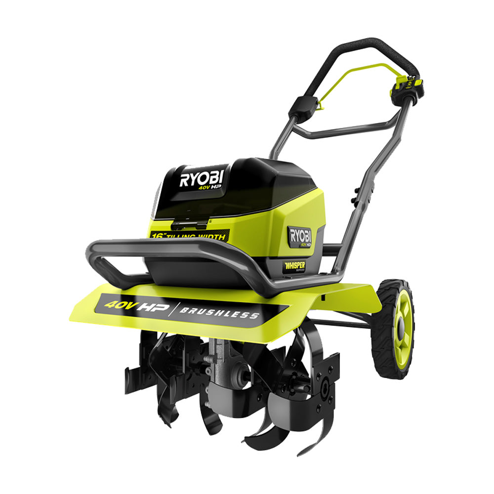 40V HP BRUSHLESS WHISPER SERIES 16″ FRONT TINE TILLER KIT | RYOBI
