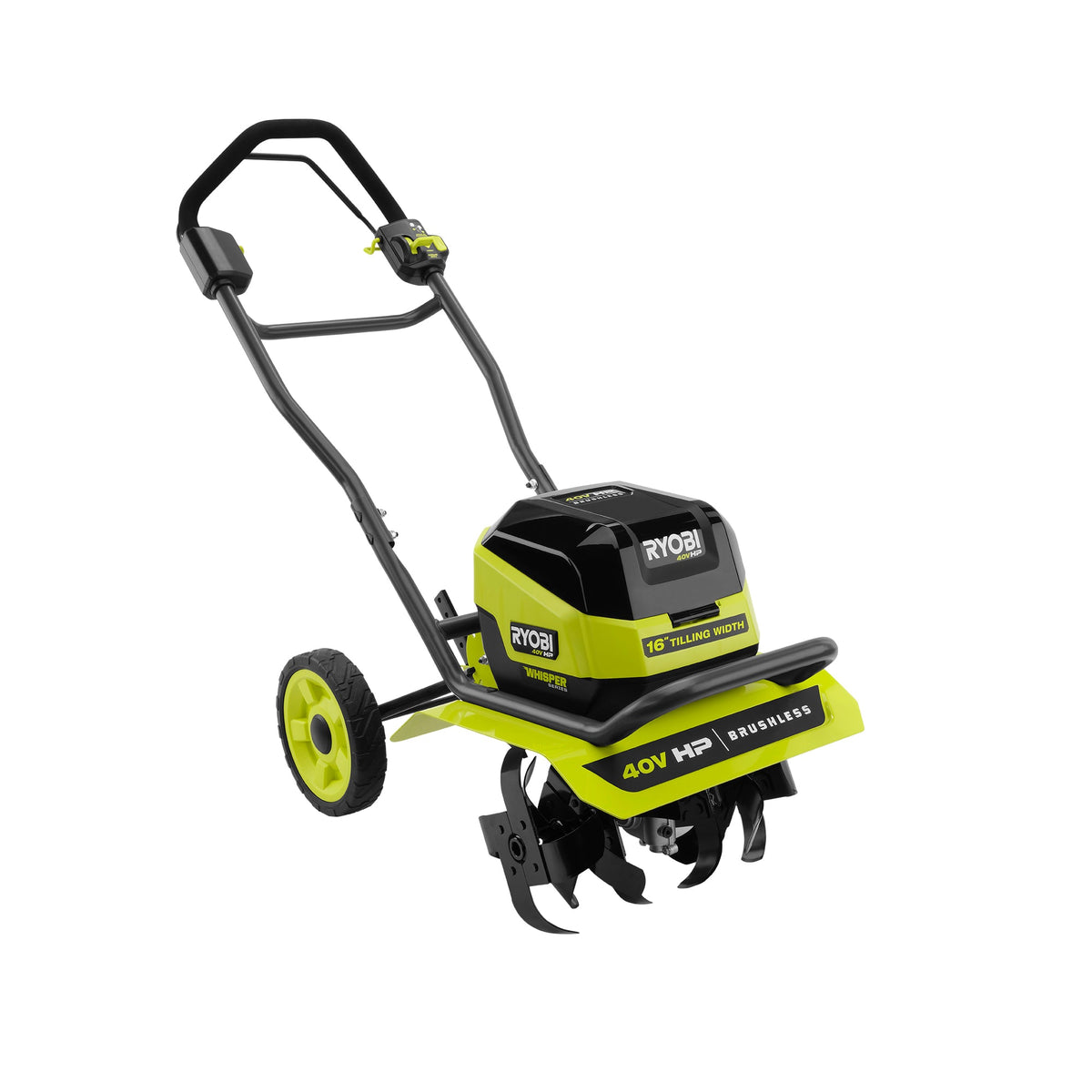 40V HP BRUSHLESS WHISPER SERIES 16″ FRONT TINE TILLER KIT | RYOBI