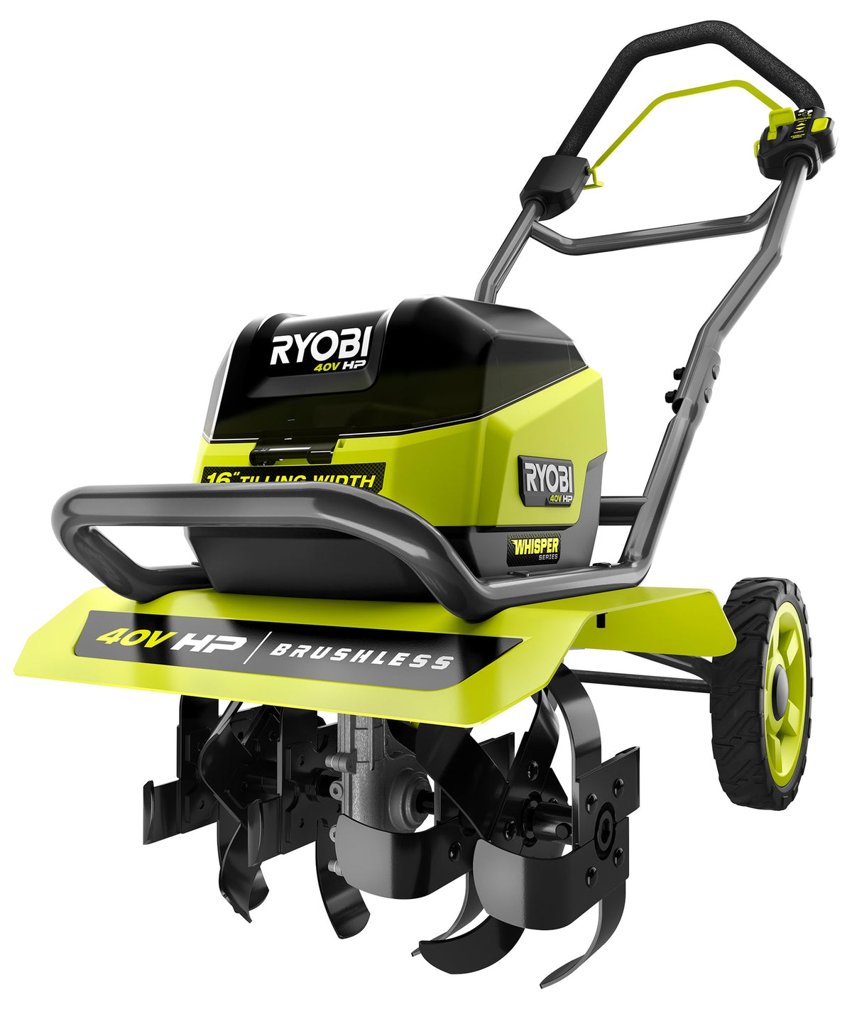 40V HP BRUSHLESS WHISPER SERIES 16″ FRONT TINE TILLER KIT | RYOBI