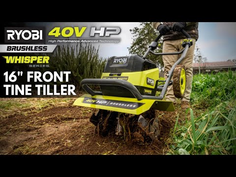 40V HP BRUSHLESS WHISPER SERIES 16″ FRONT TINE TILLER KIT | RYOBI
