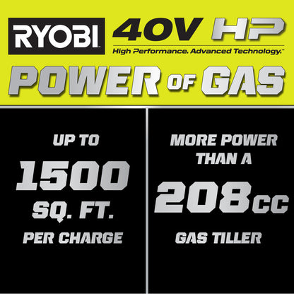 40V HP BRUSHLESS WHISPER SERIES 16″ FRONT TINE TILLER KIT | RYOBI