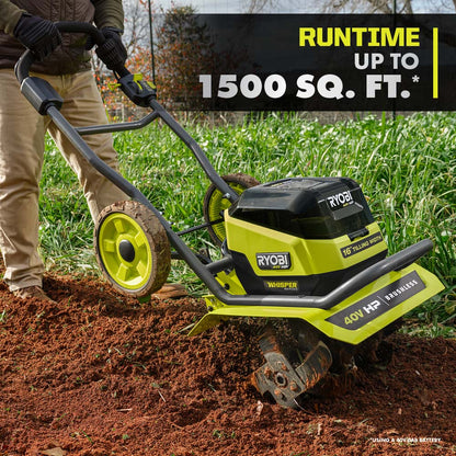 40V HP BRUSHLESS WHISPER SERIES 16″ FRONT TINE TILLER KIT | RYOBI