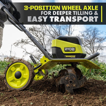 40V HP BRUSHLESS WHISPER SERIES 16″ FRONT TINE TILLER KIT | RYOBI