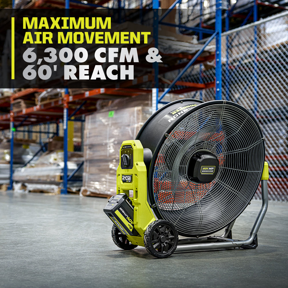 40V HP BRUSHLESS HYBRID WHISPER SERIES 20″ AIR CANNON FAN | RYOBI