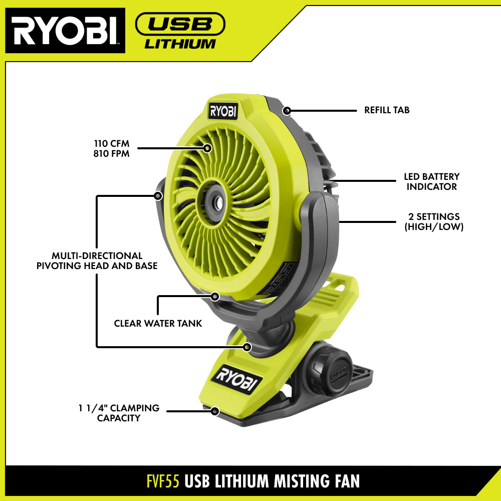 USB LITHIUM MISTING FAN KIT | RYOBI