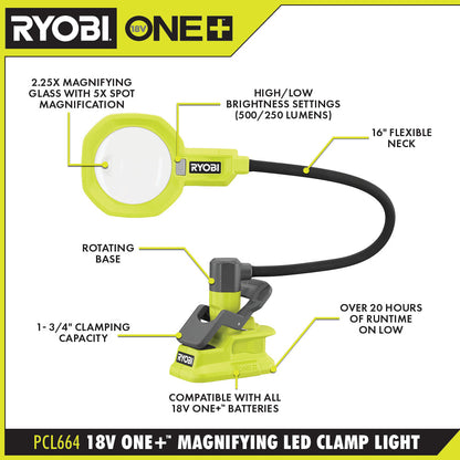 18V ONE+ MAGNIFYING LED CLAMP LIGHT | RYOBI
