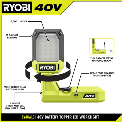40V BATTERY TOPPER LIGHT | RYOBI