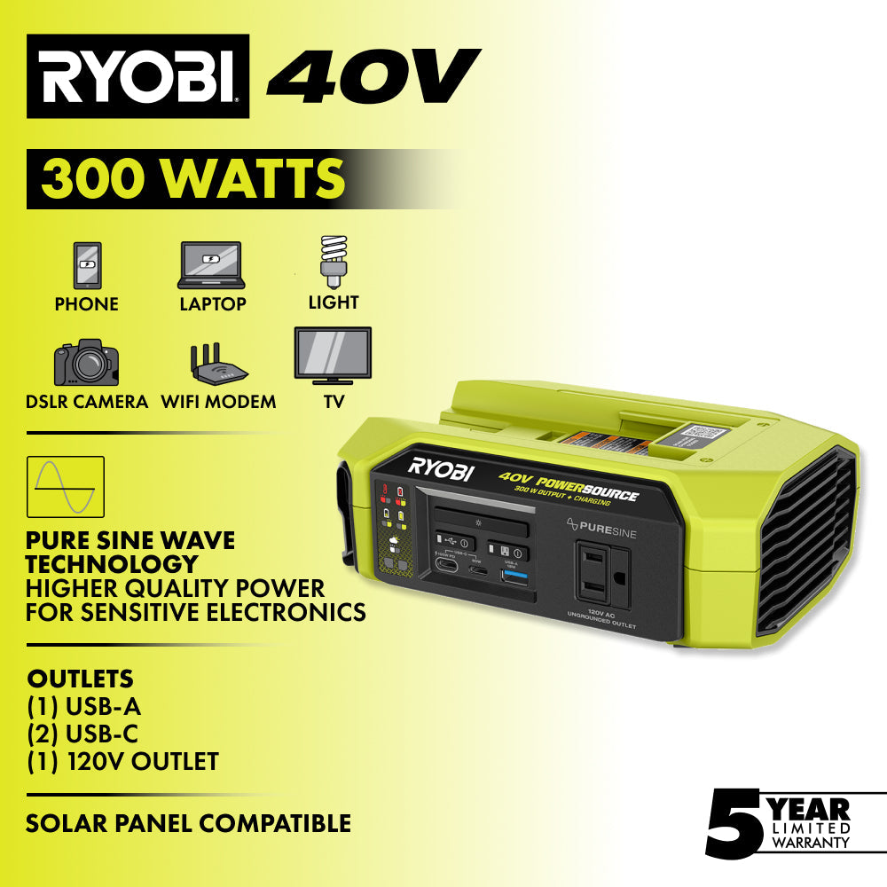 40V 300W POWER SOURCE/CHARGER | RYOBI
