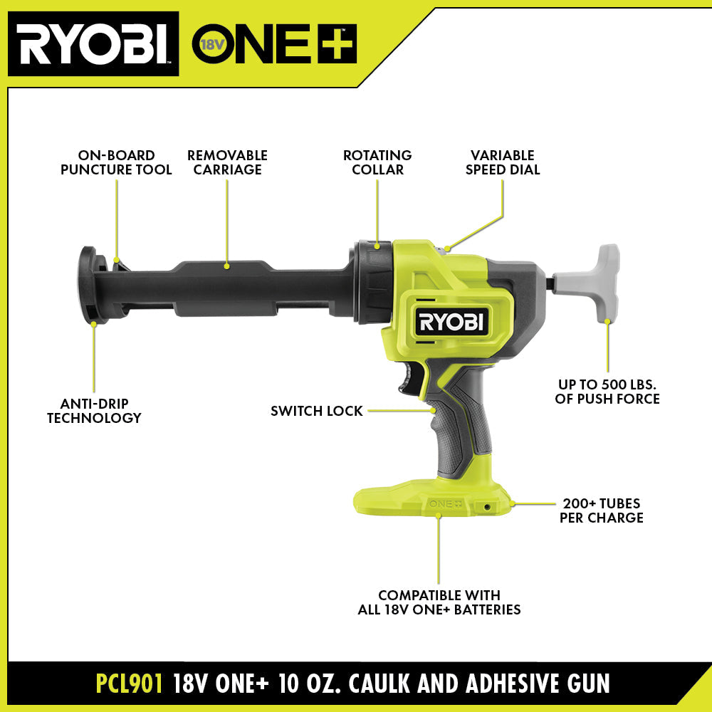 18V ONE+ 10 OZ. CAULK AND ADHESIVE GUN KIT | RYOBI