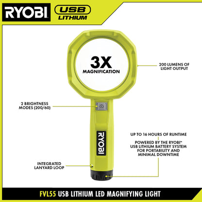 USB LITHIUM LED MAGNIFYING LIGHT KIT | RYOBI
