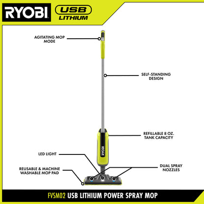 USB LITHIUM POWER SPRAY MOP KIT | RYOBI