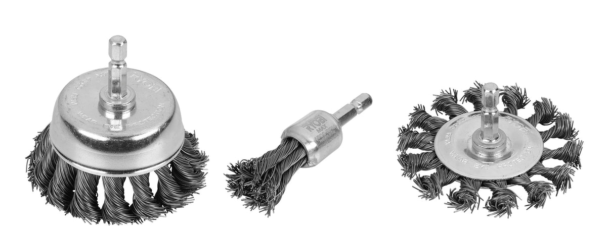 3 PC. TWISTED WIRE WHEEL SET | RYOBI