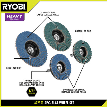 4 PC. FLAP WHEEL SET | RYOBI