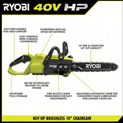 40V HP BRUSHLESS 14″ CHAINSAW KIT | RYOBI