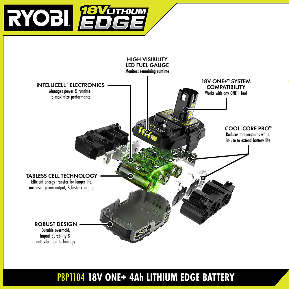 ONE+ 18V 4.0 AH LITHIUM-ION EDGE BATTERY PACK | RYOBI