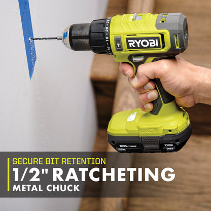 ONE+ 18V CORDLESS 1/2″ HAMMER DRILL KIT | RYOBI