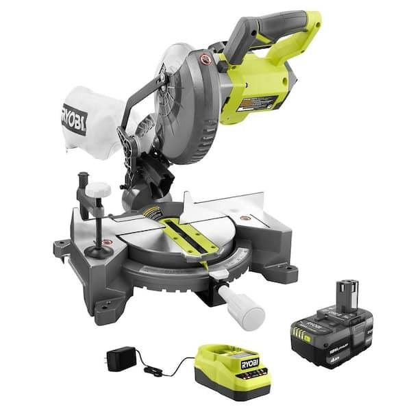 18V ONE+ 7-1/4″ COMPOUND MITER SAW WITH (1) 4.0 AH BATTERY AND 18V CHARGER | RYOBI