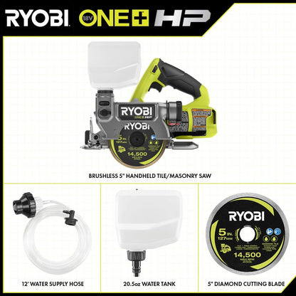18V ONE+ BRUSHLESS 5″ HANDHELD TILE/MASONRY SAW | RYOBI