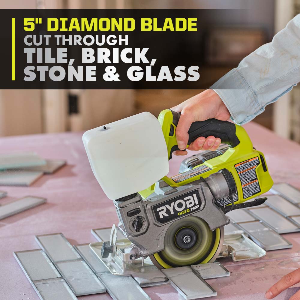 18V ONE+ BRUSHLESS 5″ HANDHELD TILE/MASONRY SAW | RYOBI