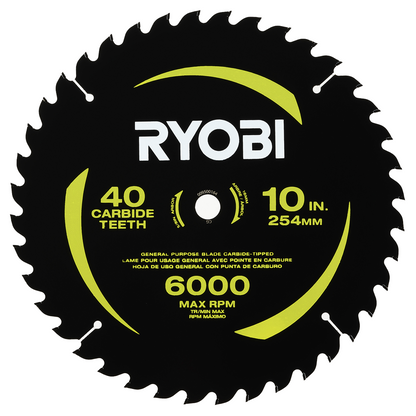 10″ 40 CARBIDE TEETH THIN KERF MITER SAW BLADE | RYOBI