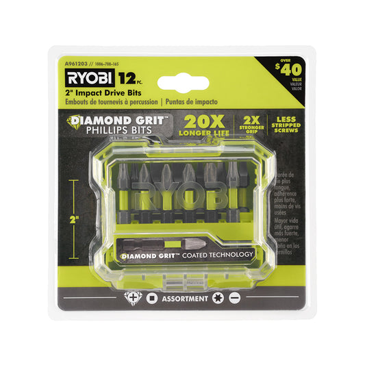 12 PC. 2″ DIAMOND GRIT IMPACT DRIVE BITS | RYOBI