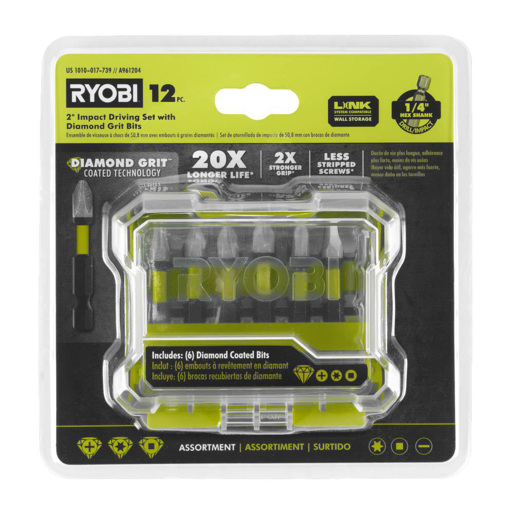 12 PC. 2″ IMPACT DRIVING SET WITH DIAMOND GRIT BITS | RYOBI