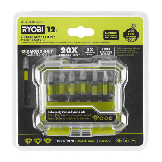 12 PC. 2″ IMPACT DRIVING SET WITH DIAMOND GRIT BITS | RYOBI