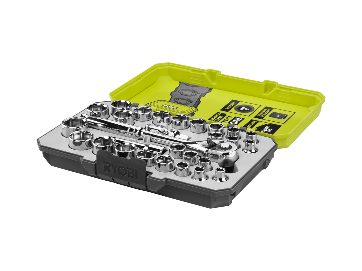 28 PC. 3/8″ RATCHET AND SOCKET SET | RYOBI
