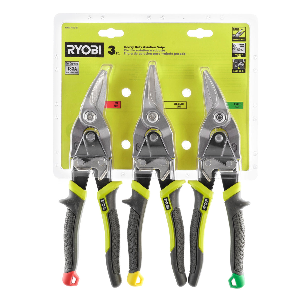 3 PC. HEAVY DUTY AVIATION SNIPS | RYOBI