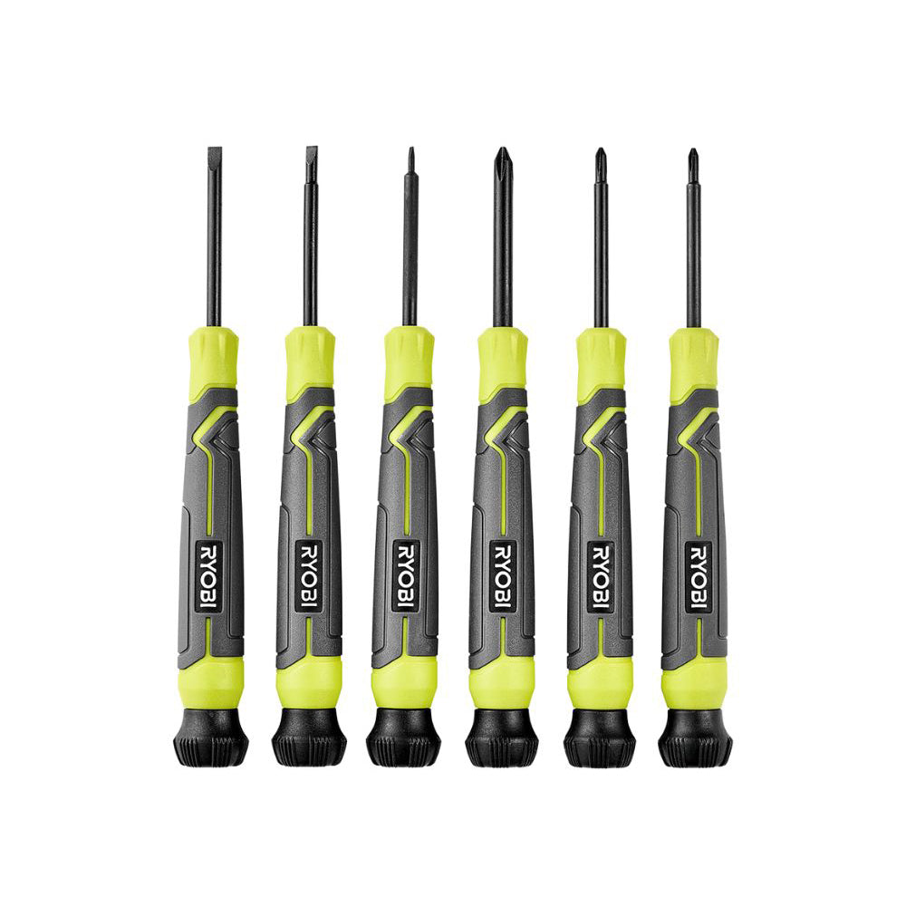 6-PIECE PRECISION SCREWDRIVER SET WITH CUSHION GRIP HANDLES | RYOBI