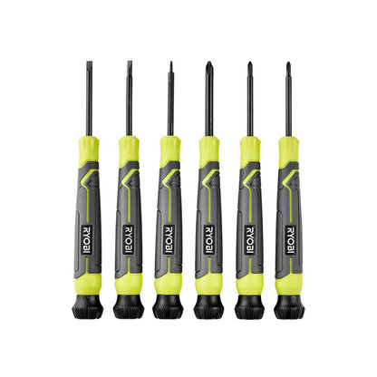 6-PIECE PRECISION SCREWDRIVER SET WITH CUSHION GRIP HANDLES | RYOBI