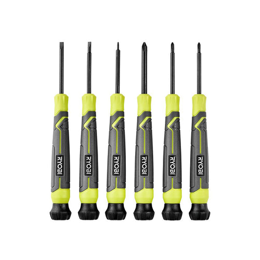 6-PIECE PRECISION SCREWDRIVER SET WITH CUSHION GRIP HANDLES | RYOBI