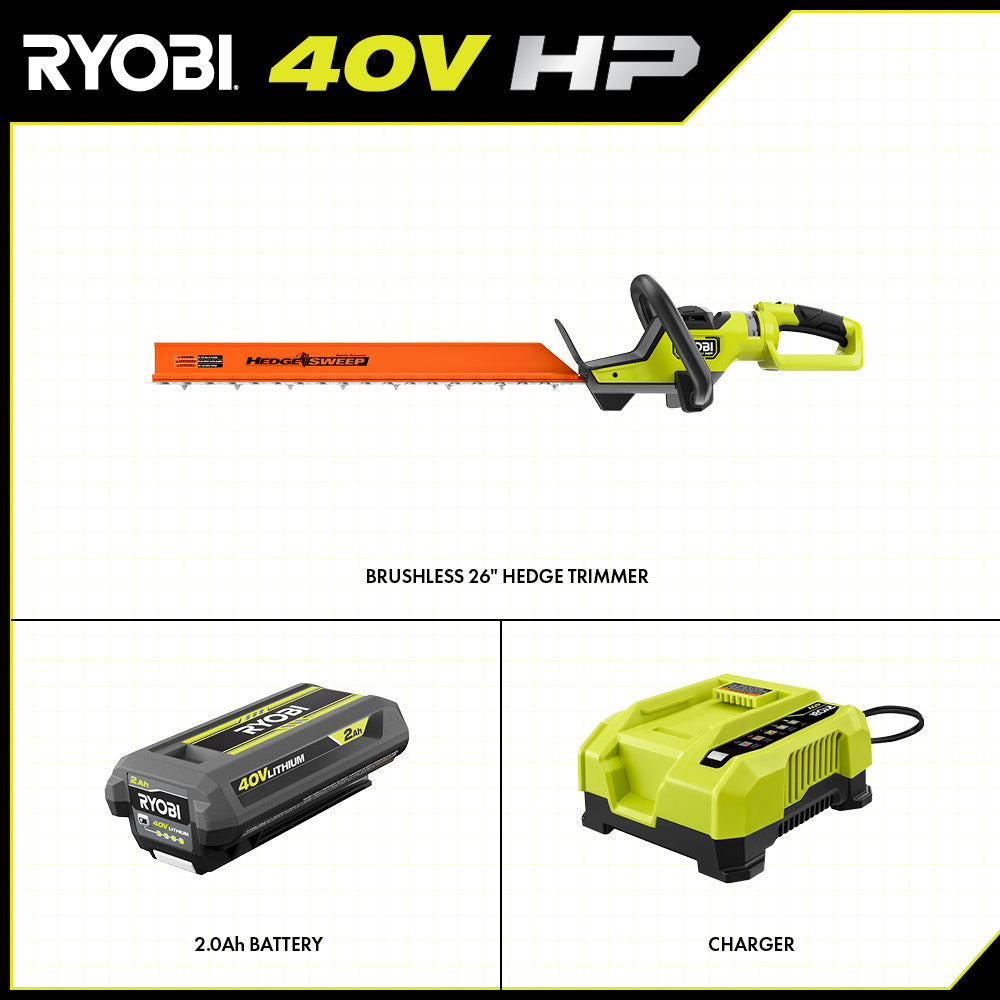 40V HP BRUSHLESS 26″ HEDGE TRIMMER KIT | RYOBI
