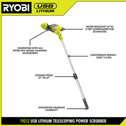 USB LITHIUM TELESCOPING POWER SCRUBBER KIT | RYOBI