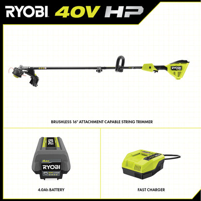 40V HP BRUSHLESS 16″ ATTACHMENT CAPABLE STRING TRIMMER KIT | RYOBI