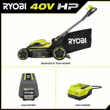 40V HP BRUSHLESS 21″ PUSH MOWER KIT | RYOBI