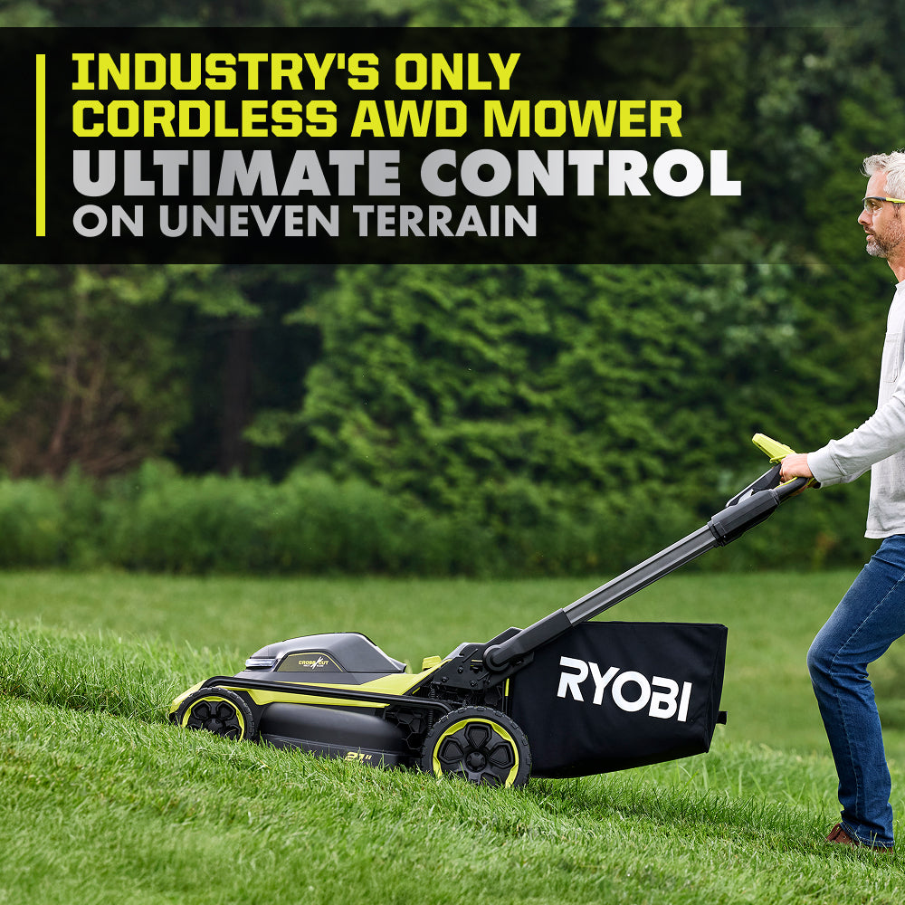 40V HP BRUSHLESS 21″ SELF-PROPELLED ALL-WHEEL DRIVE MULTI-BLADE MOWER KIT | RYOBI