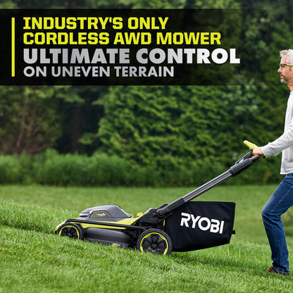 40V HP BRUSHLESS 21″ SELF-PROPELLED ALL-WHEEL DRIVE MULTI-BLADE MOWER KIT | RYOBI