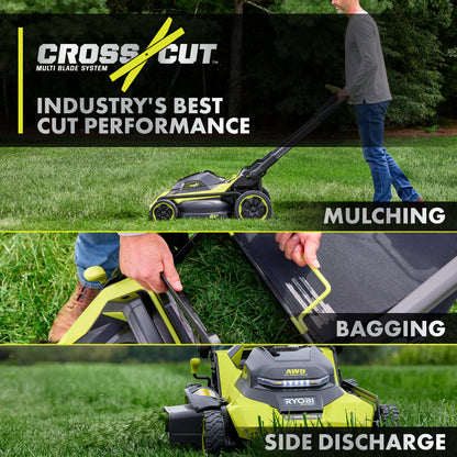 40V HP BRUSHLESS 21″ SELF-PROPELLED ALL-WHEEL DRIVE MULTI-BLADE MOWER KIT | RYOBI