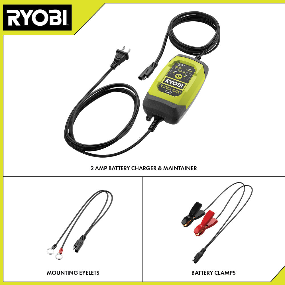 6V/12V 2 AMP BATTERY CHARGER & MAINTAINER | RYOBI